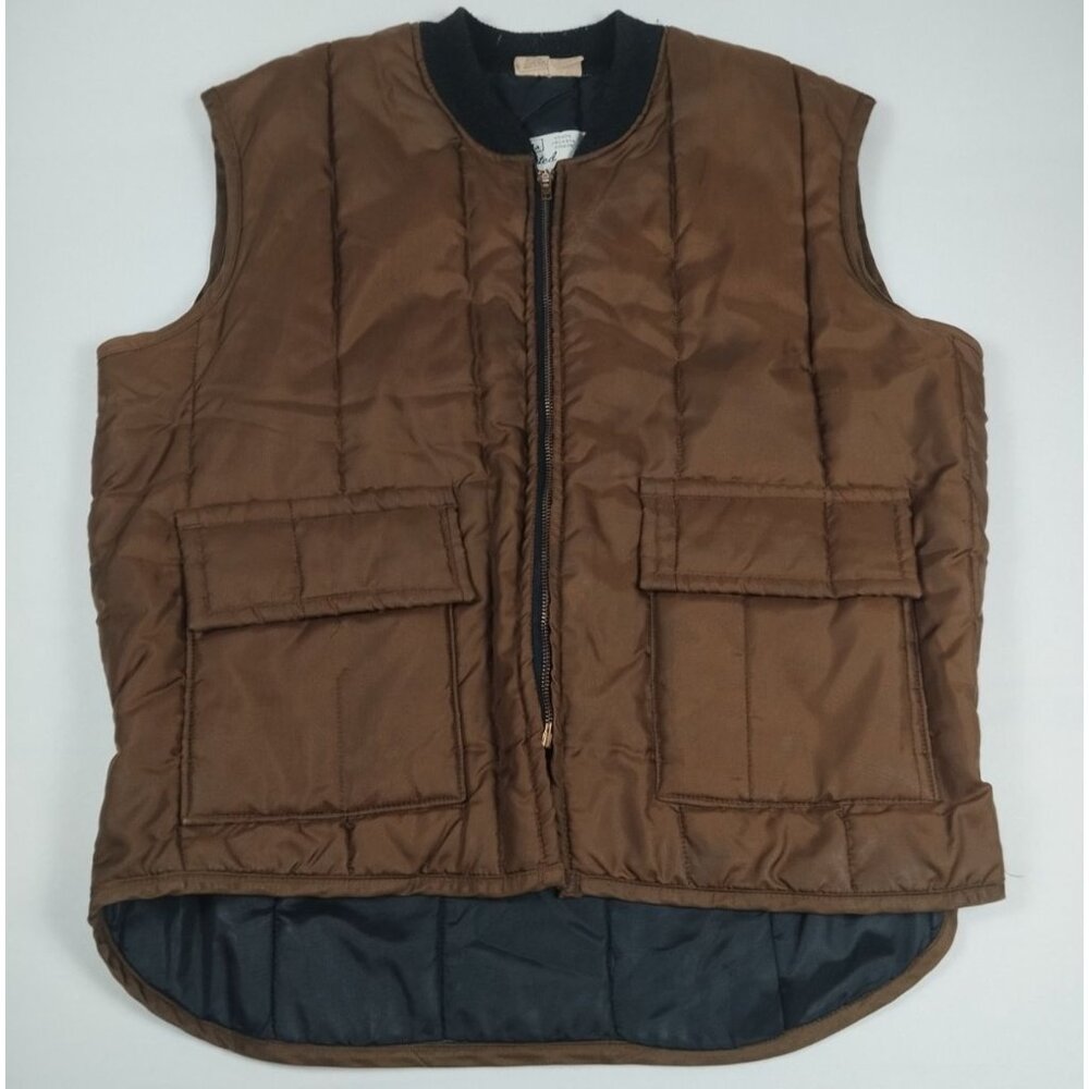 Walls Mens Large Brown Quilted Insulated Workwear Vest Made in USA Vintage